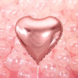 BALLON ALUMINIUM COEUR OR ROSE 45CM