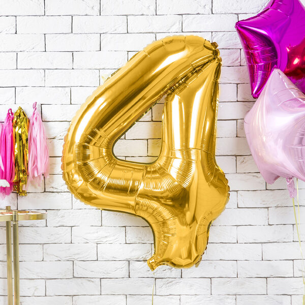 BALLON CHIFFRE « 4 » OR