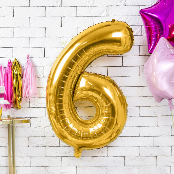 BALLON CHIFFRE « 6 » OR