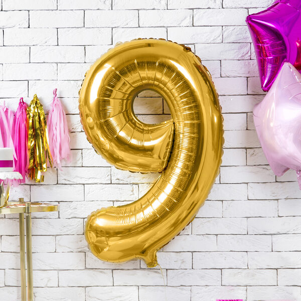 BALLON CHIFFRE « 9 » OR