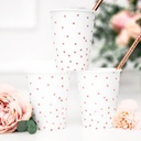 GOBELETS BLANCHE PASTEL POIS OR ROSE