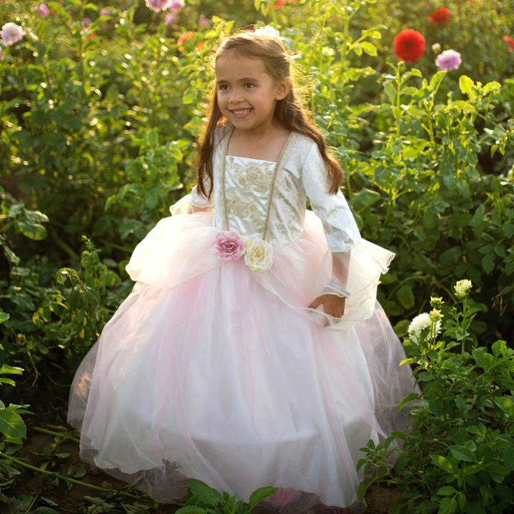 ROBE DE PRINCESS ROSE DORÉ 5-7 ANS