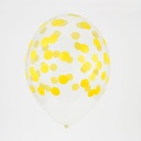 5 BALLONS IMPRIMÉS CONFETTIS - JAUNE