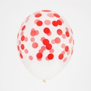 5 BALLONS IMPRIMÉS CONFETTIS - ROUGE
