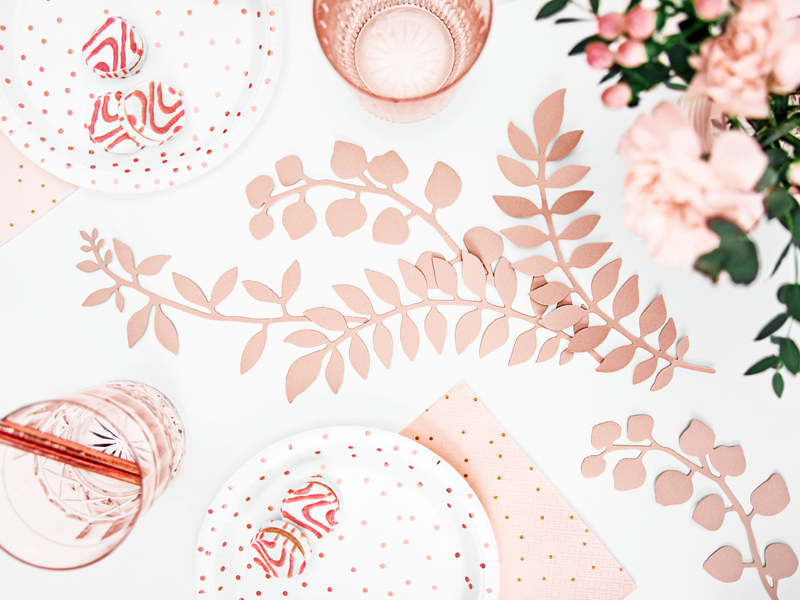 ASSIETTES BLANCHE PASTEL POIS OR ROSE