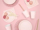 ASSIETTES ROSE PASTEL POIS OR