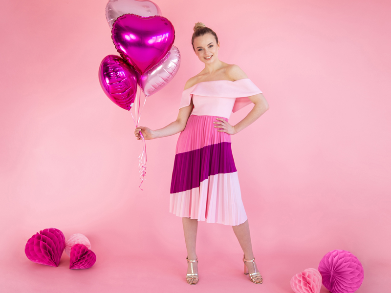 BALLON ALUMINIUM COEUR ROSE PASTEL 45CM