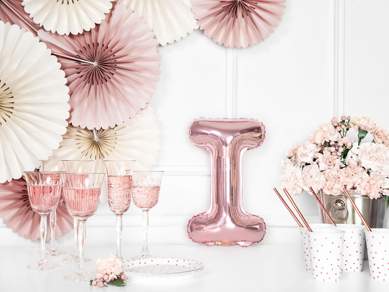 BALLON LETTRE "I" OR ROSE