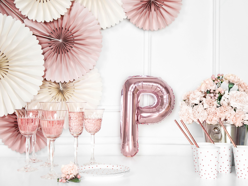 BALLON LETTRE « P » OR ROSE