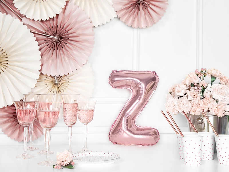 BALLON LETTRE « Z » OR ROSE