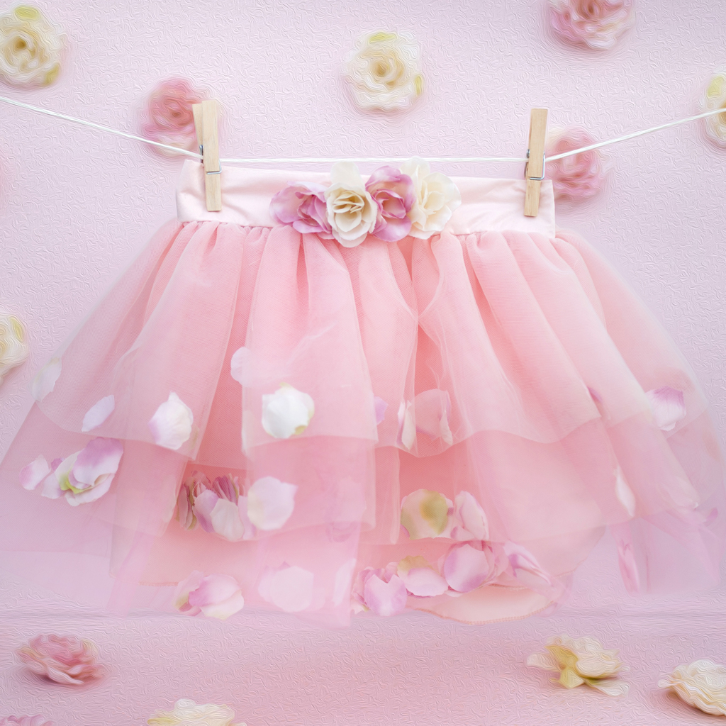 JUPE PÉTALE DE ROSE DORÉ 4-6ANS