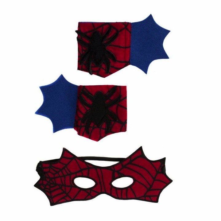 ENSEMBLE CAPE SPIDERMAN AVEC MASQUE ET POIGNETS 3-4ANS