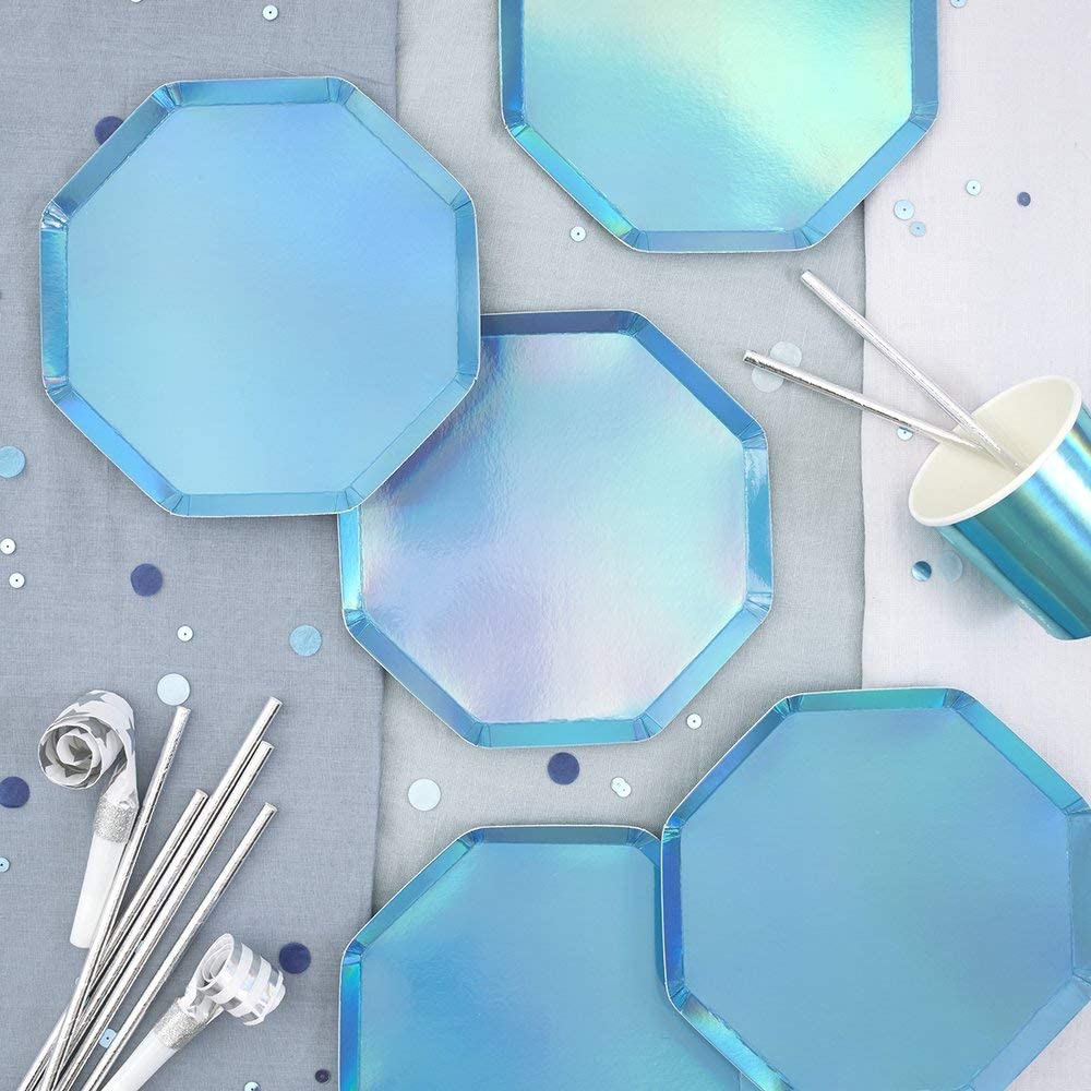 ASSIETTES BLEU HOLOGRAPHIQUE