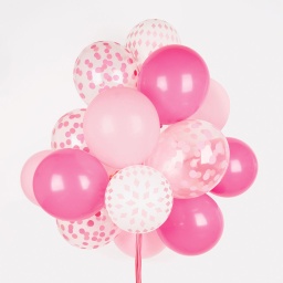 5 BALLONS IMPRIMÉS CONFETTIS - ROSE