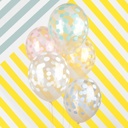 5 BALLONS IMPRIMÉS CONFETTIS AQUA