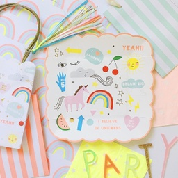 ASSIETTES "I BELIEVE IN UNICORNS" NEON