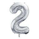 BALLON CHIFFRE « 2 » ARGENTÉ 86cm