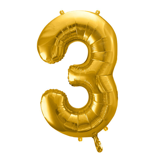 BALLON CHIFFRE « 3 » OR 86cm