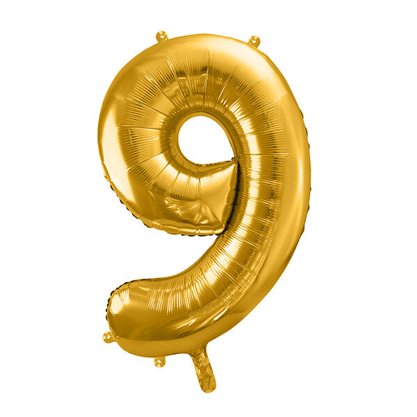 BALLON CHIFFRE « 9 » OR 86cm