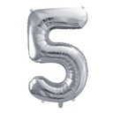 BALLON CHIFFRE « 5 » ARGENTÉ 86cm