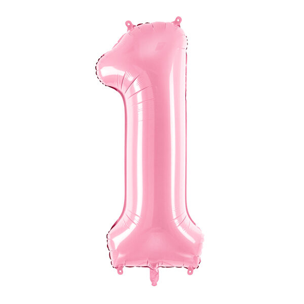 BALLON CHIFFRE « 1 » ROSE CLAIR 86cm