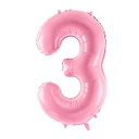 BALLON CHIFFRE « 3 » ROSE CLAIR 86cm