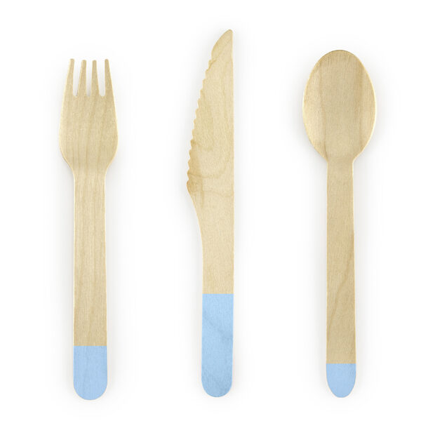 COUVERTS EN BOIS BLEU PASTEL