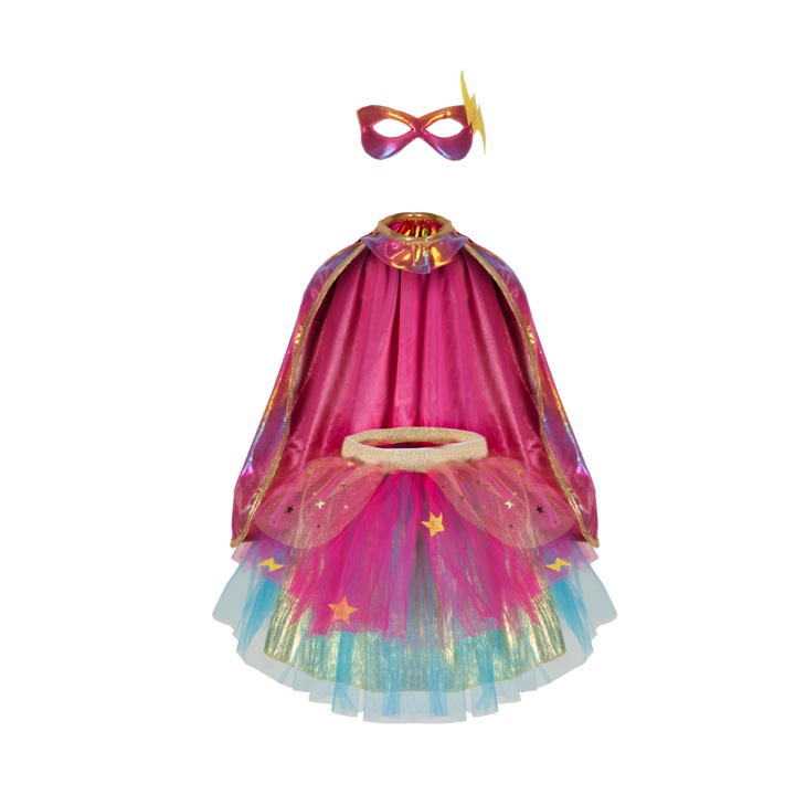 TUTU SUPER DUPER AVEC MASK &amp; CAPE ROSE 4-6ANS