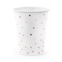 GOBELETS BLANCHE PASTEL POIS OR ROSE