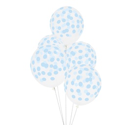 [MLD-BACONBLCL] 5 BALLONS IMPRIMÉS CONFETTIS - BLEU CLAIR
