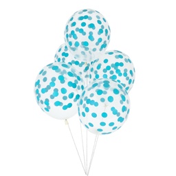 [MLD-BACONBL] 5 BALLONS IMPRIMÉS CONFETTIS - BLEU