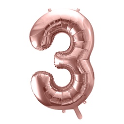 [FB1M-3-019R] BALLON CHIFFRE « 3 » OR ROSE 86cm
