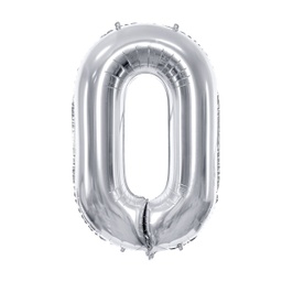 [FB1M-0-018] BALLON CHIFFRE « 0 » ARGENTÉ 86cm