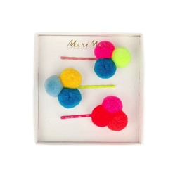 [144568] TRIO D’ÉPINGLES À CHEVEUX À POMPOMS