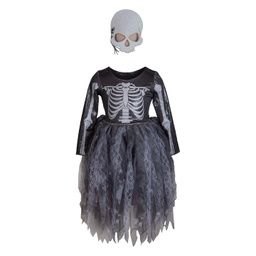 [33165] ROBE DE SORCIÈRE SQUELETTE AVEC MASQUE 5-6ANS
