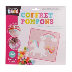 [EC4092LI] JEU CREATIF LICORNE POMPONS A COLLER